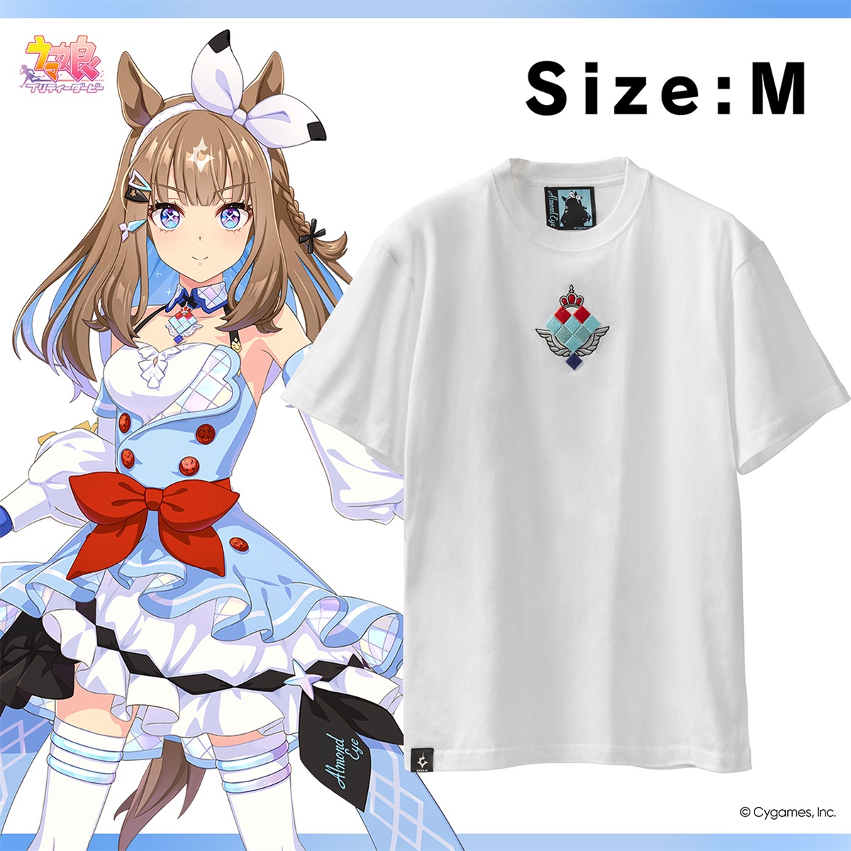 公式3D刺繍Tシャツ【アーモンドアイ】ホワイト Mサイズ