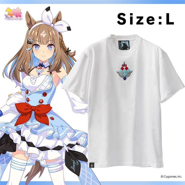 公式3D刺繍Tシャツ【アーモンドアイ】ホワイト Lサイズ
