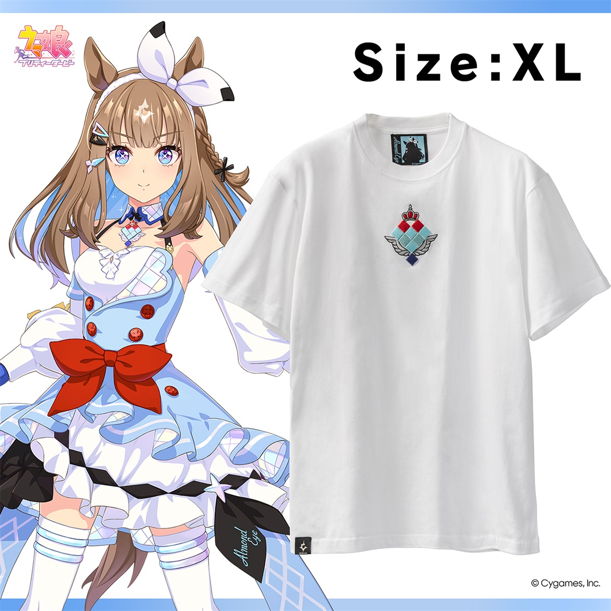 公式3D刺繍Tシャツ【アーモンドアイ】ホワイト XLサイズ