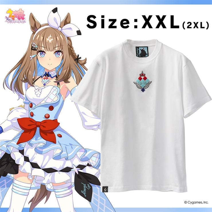 公式3D刺繍Tシャツ【アーモンドアイ】ホワイト XXL(2XL)サイズ