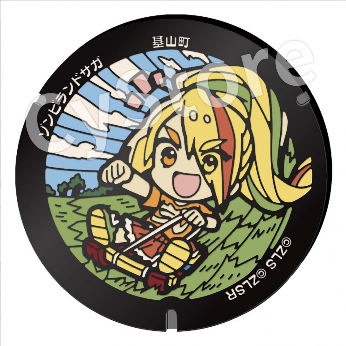 ゾンビランドサガ ミニチュアマンホール 基山町 二階堂サキ Tシャツ